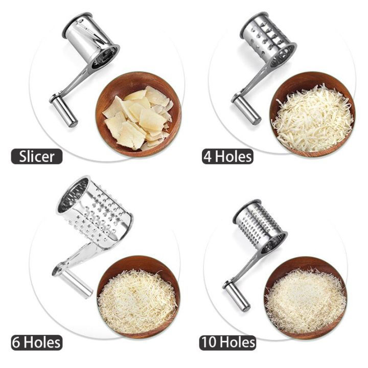Rotary%20Cheese%20Grater%20Cheese%20Cutter%20Slicer%20Shredder%20with%204%20Interchanging%20Rotary%20Sharp%20Cylinders%20Stainless%20Steel%20Drum%20Slicer%20-%20Image%204