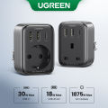 (Preorder) Ugreen 4 in 1 GaN Socket Adapter PD 30W 2 USB A & 1Type c Port & 1 DC Extend Port For Phone PC TV Fan Projector. 