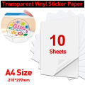 Transparent | Inkjet Waterproof Vinyl Sticker Paper | Comparable to Vinyl Inkjet | A4 Size Full Sheet Label | Inkjet Printers |  Digital Labels. 