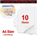 Transparent | Inkjet Waterproof Vinyl Sticker Paper | Comparable to Vinyl Inkjet | A4 Size Full Sheet Label | Inkjet Printers |  Digital Labels. 