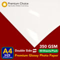 Premium Glossy Photo Paper | 350 g | 2 Sided | A4 Size 50 Sheets | Printer Photographic Paper for Inkjet Printers Office Supplies. 