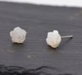 Mother of Pearl 8mm Rose Carved 3D Flower 925 Silver Push Type Studs သဘာဝ ကနုကမာ 3Dပန်း ပန်းပု နားကပ်. 