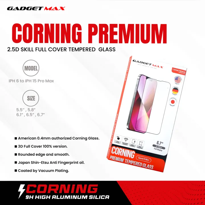 Gadget Max ~ Corning Antistatic Tempered Glass ( Iphone 15 Pro Max 6.7" )