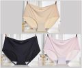 3piece - women's ice silk seamless underwear 3-piece mid-low waist. 