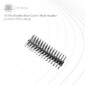 15 Pin Double Row Curve  Male Header (2.54mm Pitch, Black). 