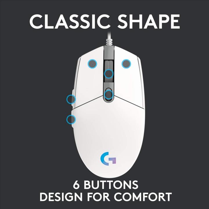 Logitech%20G102%20Light%20Sync%20Gaming%20Wired%20Mouse%20with%20Customizable%20RGB%20Lighting,%206%20Programmable%20Buttons,%20Gaming%20Grade%20Sensor,%208K%20DPI%20Tracking,16.8mn%20Color,%20Light%20Weight%20-%20White%20-%20Image%205