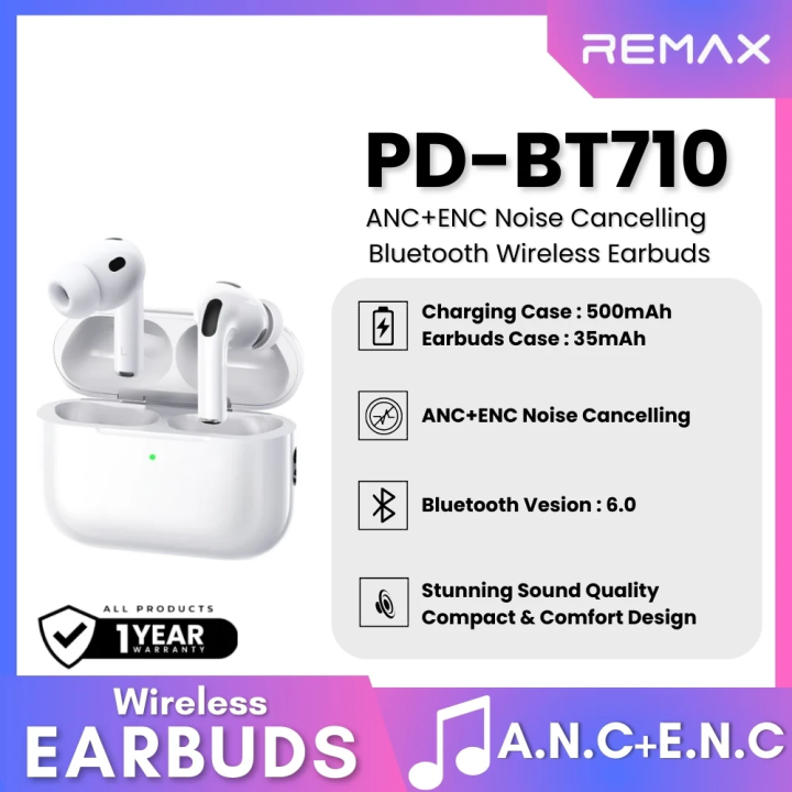 Remax - PD-BT710 ANC+ENC Noise Cancelling Bluetooth Wireless Earbuds ( ANC+ENC )