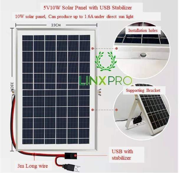 5V 10 Watts Solar USB Phone Charger