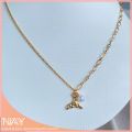 [Nay Jeweller] Golden Fish Tail with Pearl Dainty 925 Sterling Silver with Gold Plated Necklace. 