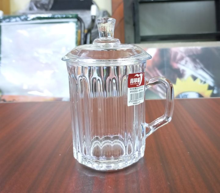 3" x 3.5" Glass Water /Coffee Cup  ( အဖုံးပါဖန်ခွက်အကြီး )