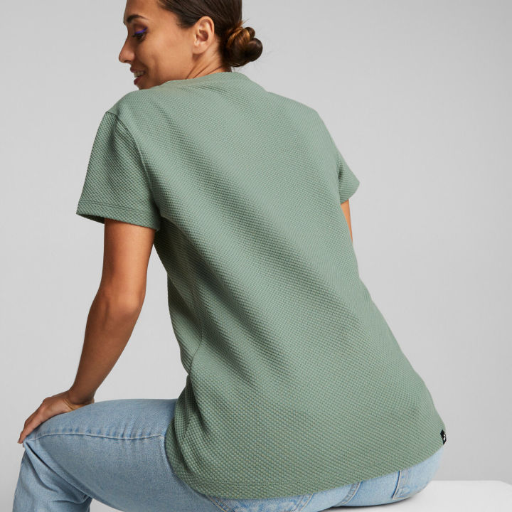 (Preorder)%C2%A0PUMA%20Basics%20Women's%20Structured%20T-Shirt%20HER%20Green%20-%20Image%202