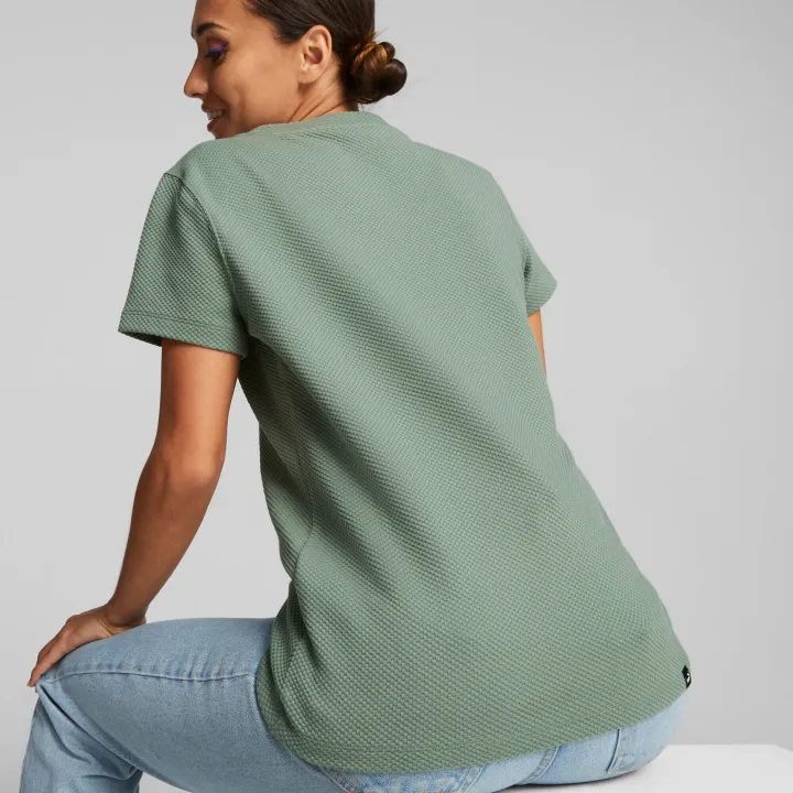 (Preorder)%C2%A0PUMA%20Basics%20Women's%20Structured%20T-Shirt%20HER%20Green%20-%20Image%202