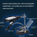 Clover Helping Hand Soldering Stand with Magnifier Magnifying Glass 3 Lens 5 LED Light. 