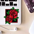 Red Two Rose Sticker - 4 Pcs Set | Laptop Sticker | Car Sticker | Phone Sticker | Waterbottle Sticker | Wall Sticker | Die Cut Sticker| Waterproof Sticker. 