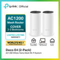 (Preorder) TP-Link Deco E4 AC1200 Whole Home Mesh WiFi 1 box 2 devices 10/100 Mbps ports 2 channels WiFi signal extender lifetime warranty. 