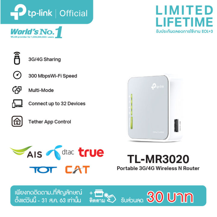 (Preorder) TP-Link TL-MR3020 (Portable 3G/4G Wireless N Router) works ...