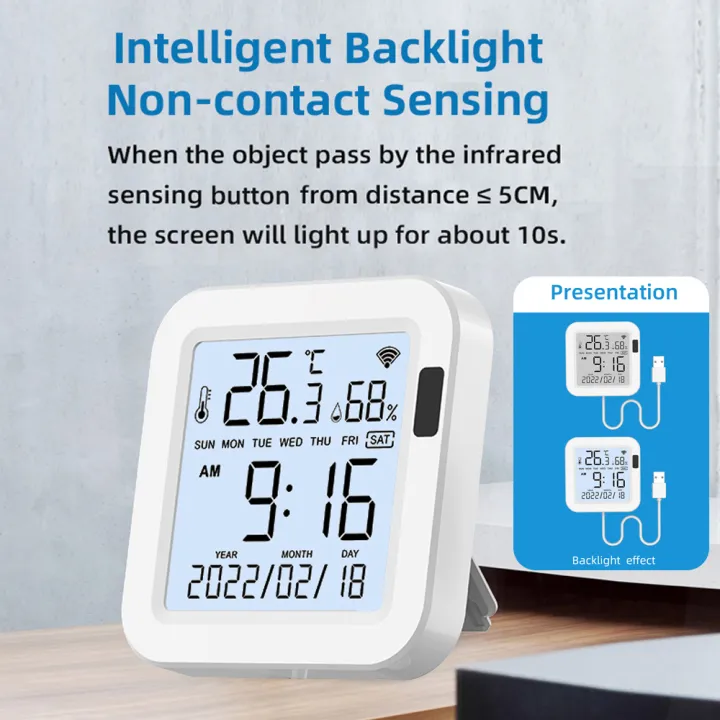 (Preorder)SMATRUL%20Wifi%20Temperature%20and%20Humidity%20Sensor%20with%20Backlight%20LCD%20Display,%20Smartlife/Tuya%20Smart%20Real-time%20monitoring%20Intelligent%20Scen%20e%20linkage%20Timing%20function%20For%20Home%20Greenhouse%20Support%20Alexa%20Google%20Home%20Assistant%20-%20Image%202