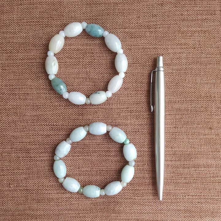 Jade Barrel beads bracelet,  ကျောက်စိမ်းဘုံပုတီးညှပ် လက်ပတ်၊