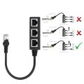 RJ45 1 Male to Three Female Ethernet Splitter Socket Port LAN Ethernet Network Splitter Adapter Cable. 