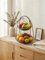 2-Tier Metal Fruit Basket Stand with Handle | Kitchen Counter Storage Organizer. 