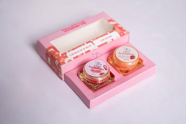 Lway strawberry lip balm+scrub set