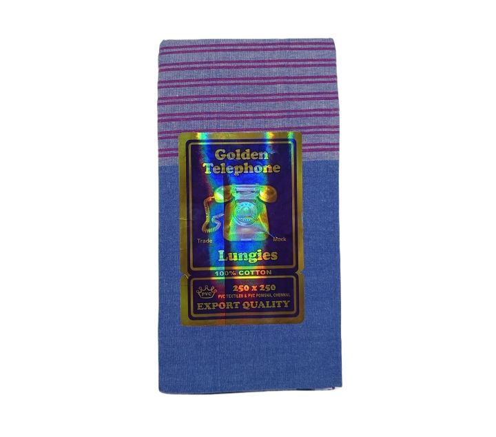 Golden Telephone 100% Lungies - 250 x 250 stitched ( ပလေကပ် ပုဆိုး )