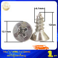 14 (#M6.1) ခေါင်းပြားစတားစတီးစကူ A2-70 / 304 Stainless Steel Cross Recessed Phillips Flat Head Self Tapping Screw. 