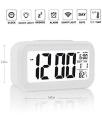 Smart Optical Control LCD Clock with Automatic Sensor Backlight, Snooze Alarm, Date and Temperature for Home and Office. 