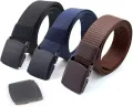 Men's belt, plastic buckle, nylon strap, no need to drill holes, cloth belt, fashion belt, nylon strap belt. 