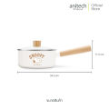(Preorder) Anitech X Snoopy pan with glass lid, model SNP-CW-SP18, has a wooden handle for comfort and safety. ဟင်းချက်အိုး. 