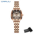 (Preorder) Crrju Casual Quartz Wristwatch Stainless Steel Square Small Waterproof Luxury Sports Fashion Ladies Watch 5014  အမျိုးသမီး လက်ပတ်နာရီ. 