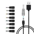 11 in 1 Universal 5V USB to DC Jack Charging Cable Power Cord with 11 Interchangeable Plugs Connectors Adapter. 