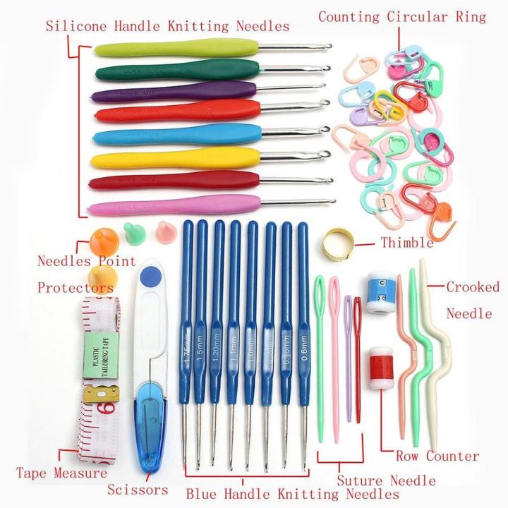 16 Size Crochet Set 57 Pin Knitting Multicolor Hooks Needle Yarn Tool