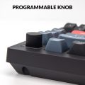 Keychron V1 Wired Custom Mechanical Keyboard Knob Version, 75% Layout QMK/VIA Programmable with Hot-swappable Keychron K Pro Red Switch Compatible with Mac Windows Linux Carbon Black (Transparent). 