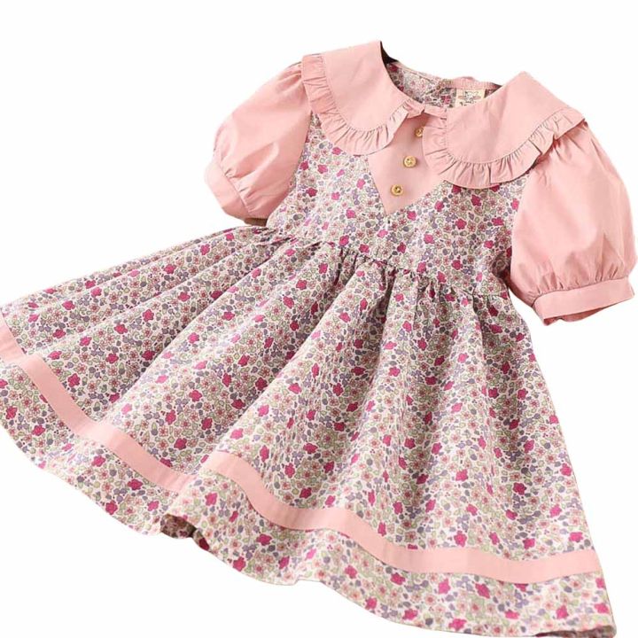 Toddler%20Baby%20Girl%20Causal%20Dress,%20Pink%20Floral%20Peter%20Pan%20Collar%20Party%20Dress%20Smocked%20Dress%20-%20Image%206
