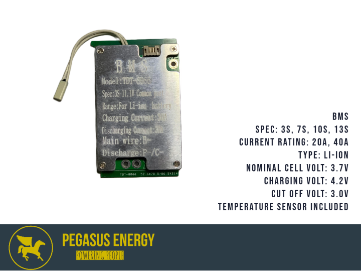 BMS Battery Management System 3S 7S 10S 13S 20A 40A Li-ion NCM Module w/ Temperature Sensor