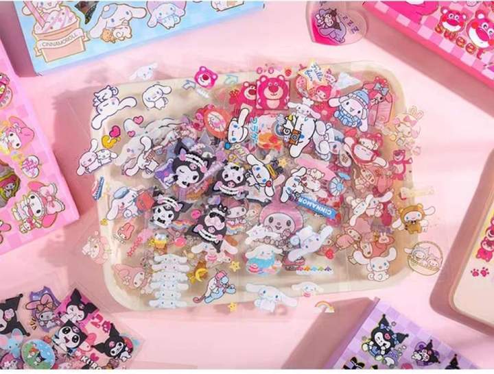 Labubu/Sanrio/%20Lotso%2020%20Pcs%20Stickers%20Kawaii%20Decorative%20Cinnamoroll%20Kuromi%20My%20Melody%20Cartoon%20Stickers%20-%20Image%202