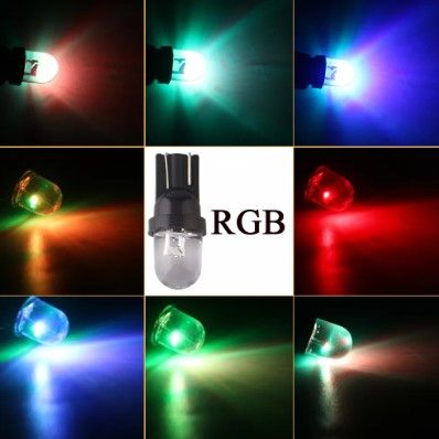 T10 RGB Flash Rainbow Led Lights 7 Colorful Turn Signal 12V Light Bulb (1 piece) ဖင်ပြားသေး ဖလပ်