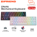 ZIFRIEND ZA646 (64 Keys) 60% Mechanical Keyboard Keyboard RGB Backlit 63 Keys Wired Anti-Ghosting Gaming Keyboard Type-C Keys English Language Available Red Switches Ergonomic Backlit RBG Mechanical for Gaming LED flat low profile key cap detachable cable. 