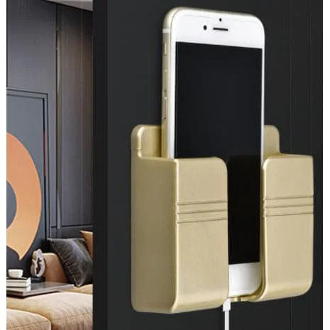 Wall Mount Phone Holder Self-Adhesive Wall Beside Organizer Storage Box Plastic Phone Stand