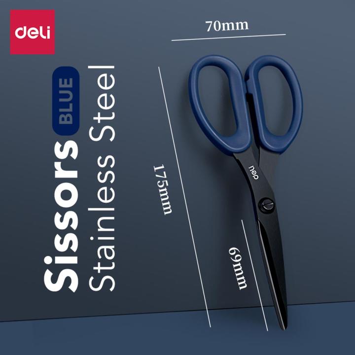 DELI Stainless Steel Black Blade Scissors Home Multi-function Office Anti Rust Scissors Stationery Handmade Craft Paper Fabric Cutting Tools