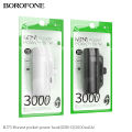 (Preorder) BOROFONE BJ73 mini Pocket Powerbank 3000mAh capacity with Type-C/iOS charger, LED light. 
