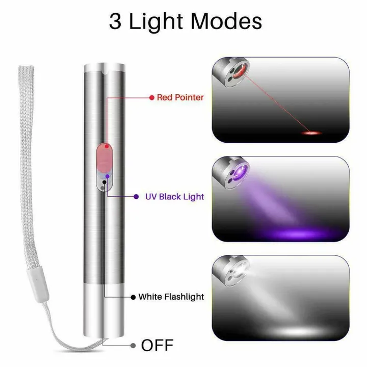 Magicwand 3-In-1 USB Rechargeable Round Moon Light Torch with Laser Pointer and Currency Checker Torch  (Steel, 10.5 cm, Rechargeable)