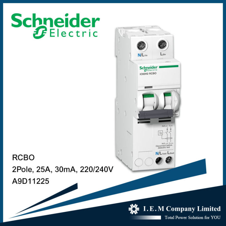 Schneider RCBO IC60H2 - earth leakage circuit breaker - 2P - C curve - 25 A - 30m A - 240 V