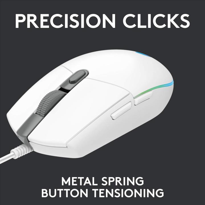 Logitech%20G102%20Light%20Sync%20Gaming%20Wired%20Mouse%20with%20Customizable%20RGB%20Lighting,%206%20Programmable%20Buttons,%20Gaming%20Grade%20Sensor,%208K%20DPI%20Tracking,16.8mn%20Color,%20Light%20Weight%20-%20White%20-%20Image%202