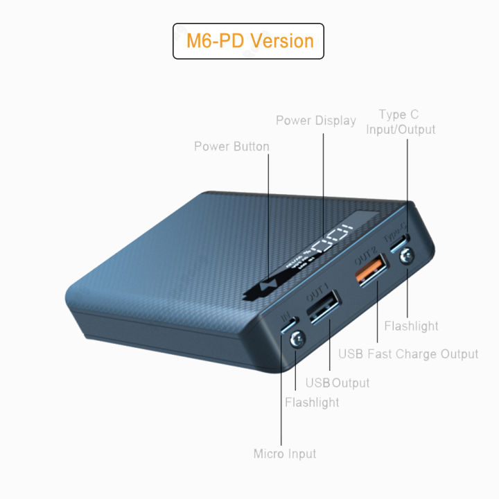 QC%203.0%20Quick%20Charge%20Version%20Detachable%206*18650%20Power%20Bank%20Case%20Dual%20USB%20Mobile%20Phone%20Charge%20PD%20DIY%20Shell%2018650%20Battery%20Holder%20-%20Image%204