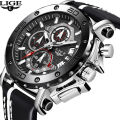 (Preorder) LIGE Men Quartz Analog Wrist Watch Leather Sports Watches Luxury Brand Waterproof Chronograph Watch For Men အမျိုးသားဝတ်လက်ပတ်နာရီ. 