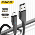 (Preorder) Essager 3A Type C Micro Usb 0.25m/1m/2m/3m Data Charging Cable Fast Charging Cable For Android Mobile Phone Type C Charging Cable ဖုန်းအားသွင်းကြိုး. 