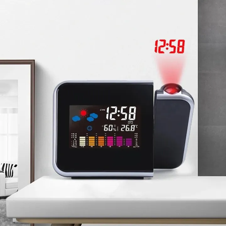 ⏰ပရိုဂျက်တာ နာရီ📅Multi-functional LCD Alarm Clock with Time 🌧 Weather ...
