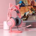 SY-G25 Wired Headphone RGB Lighting Omni-directional Mic Over-Ear Computer Headphone with Cute Cat Ear for E-sport. 